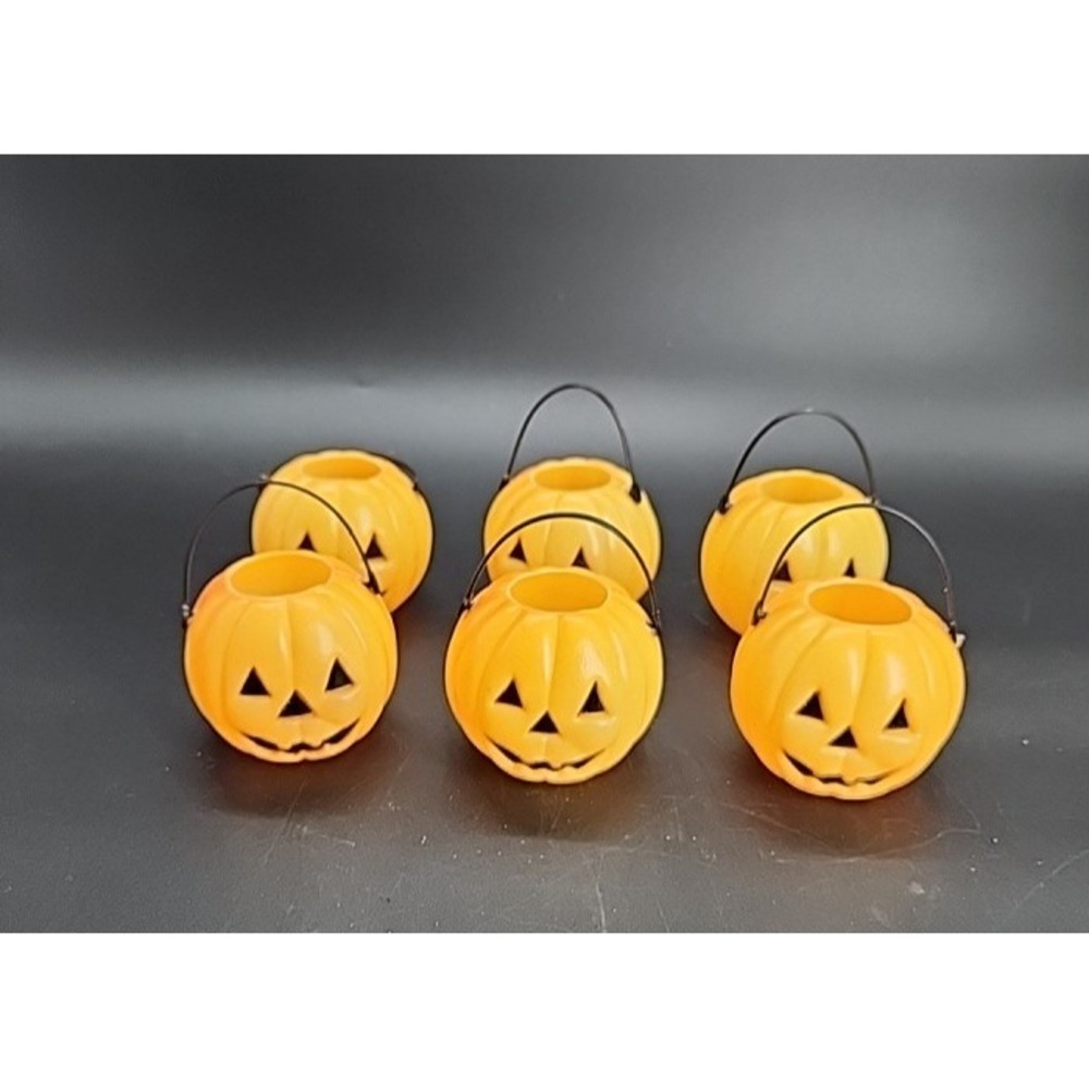 Fun World Halloween Pumpkin Jack O Lantern Mini Plastic Blow Mold Bucket 6pc Set